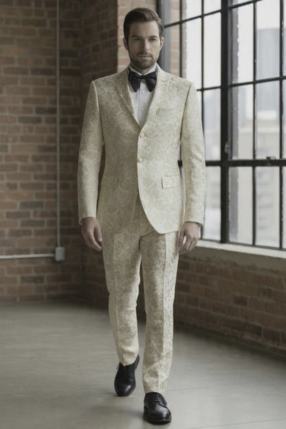 Tuxedo Gold and Ivory Jacquard Jacket  