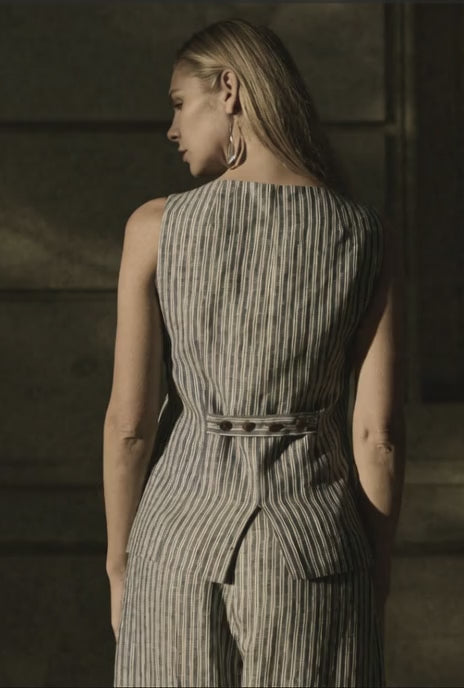 Women in Pinstripe waistcoat and Trousers 