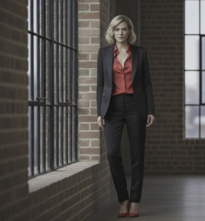 Women's Tuxedo Black Patterned Brocade Jacket / Style Number J39199/220