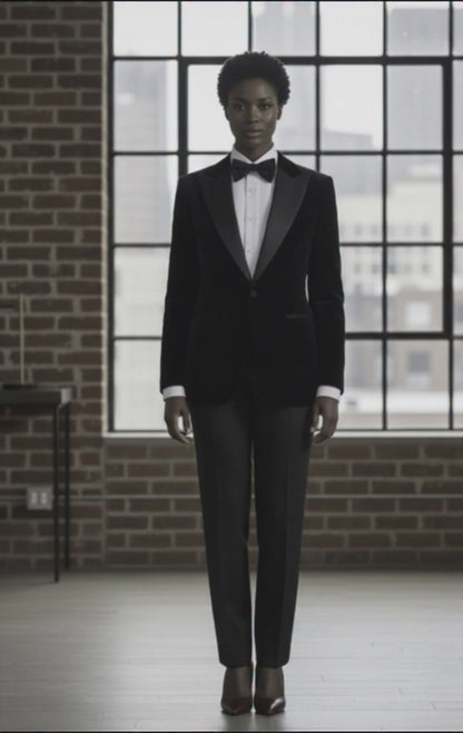 Women's Tuxedo Black Velvet Jacket/ Style Number J39230/ 220