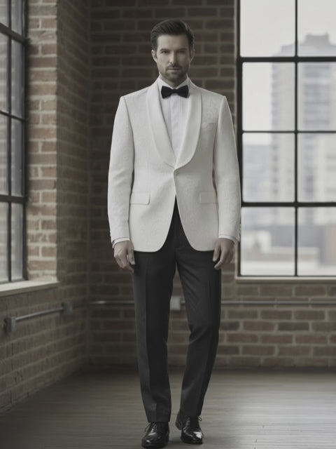 Tuxedo Ivory and Gold Jacquard Jacket,