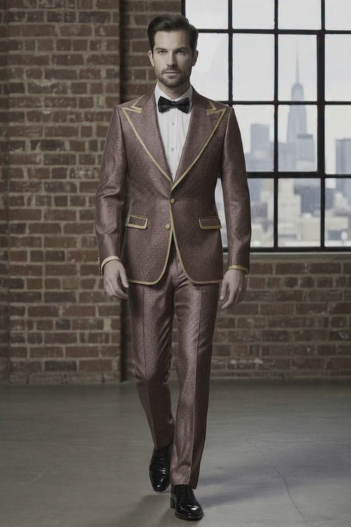 Tuxedo Red and Cerise/ Gold Patterned Brocade Jacket 