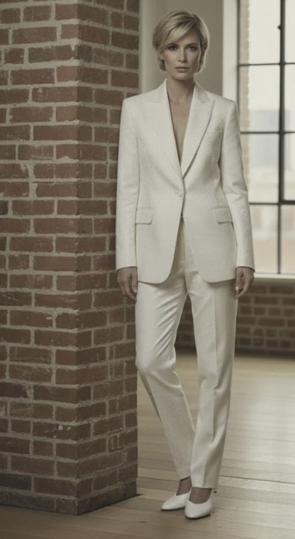 Women's Tuxedo Ivory Textured Jacket, Number J39113/200