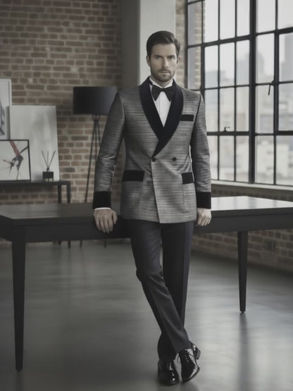 Tuxedo Silver and Black Brocade Jacket