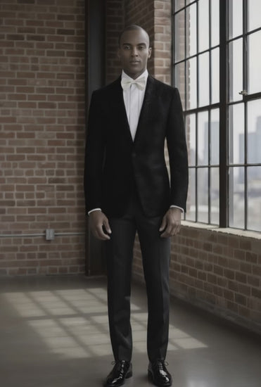 Tuxedo Black Patterned Jacquard Jacket