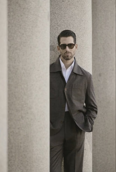 Italian Dark Brown Bamboo/Spandex/Silk/Wool Two Piece Suit