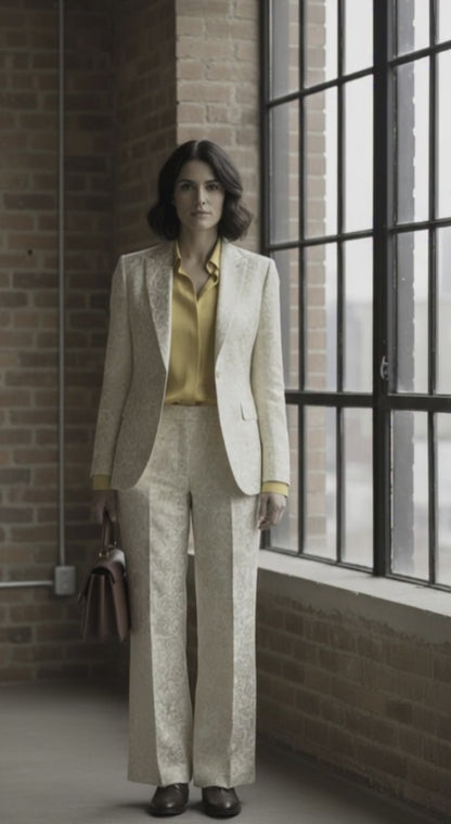 Women's Tuxedo Gold and Ivory Jacquard Jacket  Style Number J39119/200