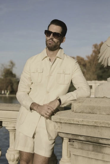 Italian Ivory Wool & Linen Two Piece Suit Short Style Suit