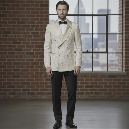 Tuxedo Ivory and Gold Brocade Jacket,