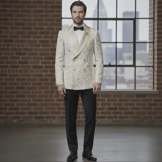 Tuxedo Ivory and Gold Brocade Jacket,