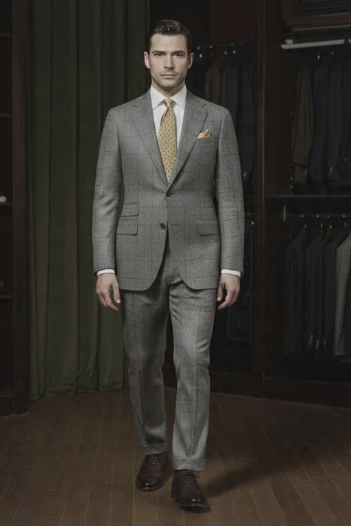 Grey and Orange Check Single Breasted Jacket / Plus Grey and Orange Check Trousers