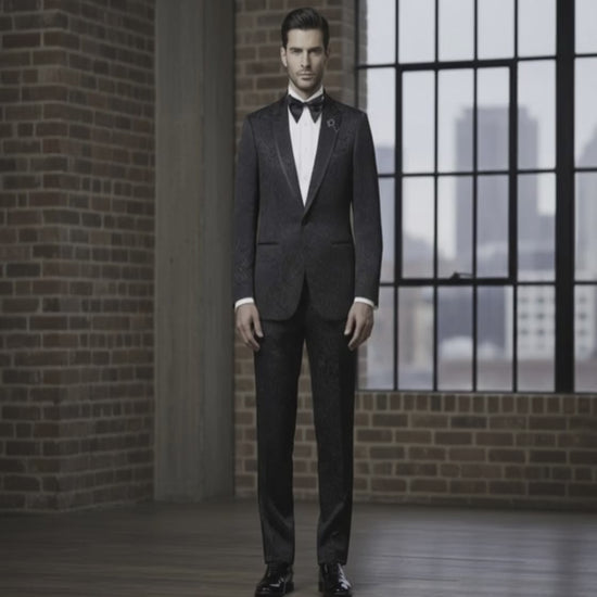 Tuxedo Black Patterned Brocade Jacket