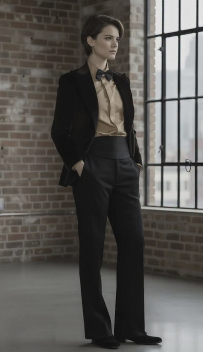 Women's Tuxedo Brown Velvet Jacket / Style Number J39237/ 220