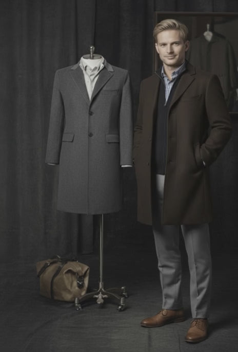 Brown Wool and Cashmere Single Breasted Overcoat