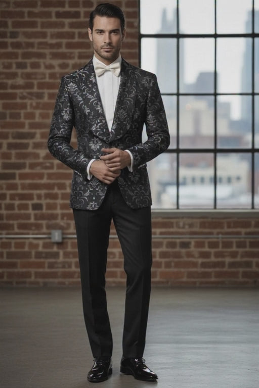 Tuxedo Black Brocade Jacket 