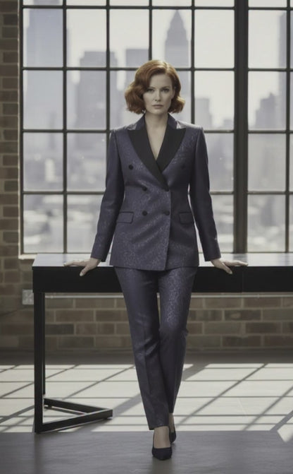 Women's Tuxedo Navy Patterned Brocade Jacket / Style Number J39207/220