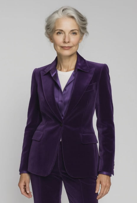 Purple Velvet Two Piece Ladies Suit