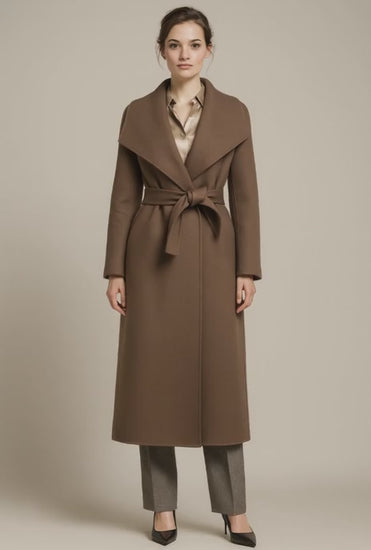 Ladies Dark Brown Wool-Cashmere Double Breasted /Ladies Evening Coat