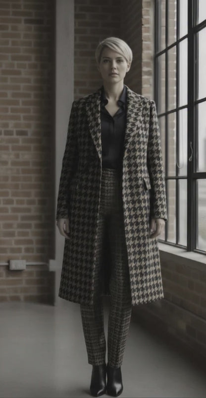 Women's Tuxedo Coat Gold and Black Long Jacket /  Style Number J39136/200