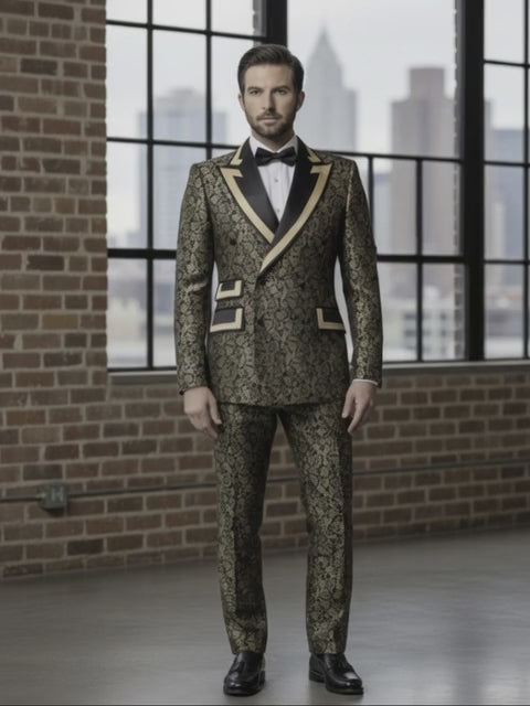 Tuxedo Gold and Black Jacquard Jacket