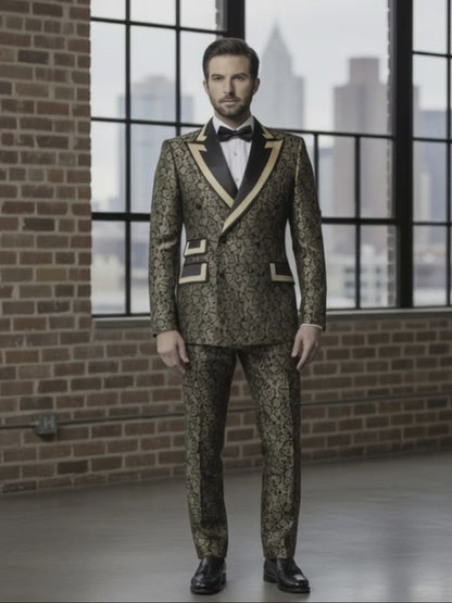 Tuxedo Gold and Black Jacquard Jacket