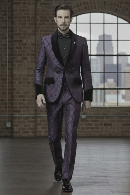 Tuxedo Red and Navy Jacquard Jacket