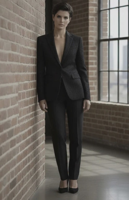 Women's Tuxedo Black Patterned Jacquard Jacket / Style Number J39168/200