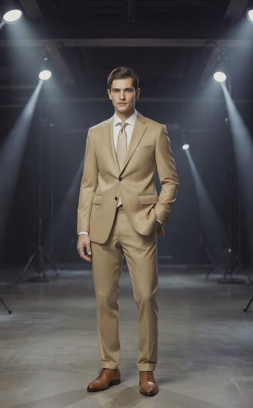 Light Khaki Single Breasted / Two Piece Suit