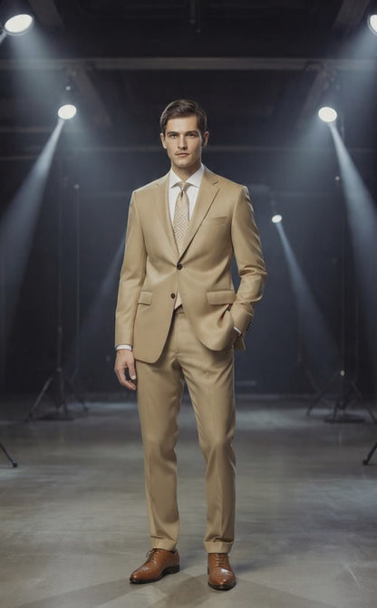 Light Khaki Single Breasted / Two Piece Suit