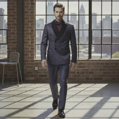 Tuxedo Navy Patterned Brocade Jacket / Style Number J39207/220