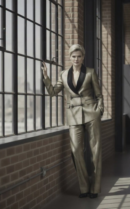 Women's Tuxedo Gold Patterned Brocade Jacket / Style Number J39190/220