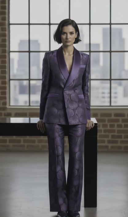 Women's Tuxedo Purple Patterned Brocade Jacket/ Style Number J39193/220