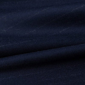 H7117 - Navy W/ White Chalk Stripe (300 grams / 10 Oz) - A Hand Tailored Suit