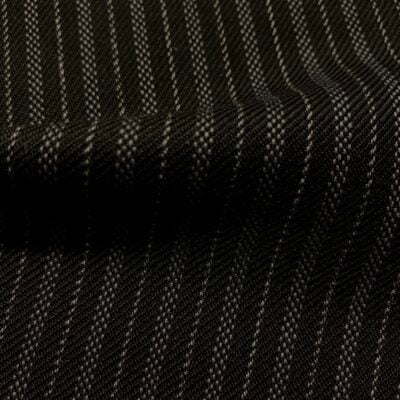 H8700 - Black W/ Grey Morning Stripe - 340 Grams / 12 Oz - A Hand Tailored Suit
